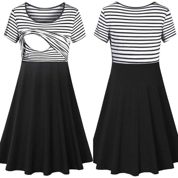 maternity dresses stitching pregnancy ladies dress multifunctional mother's post-pregnancy breastfeeding striped short-sleeved elbise, White
maternity dresses stitching pregnancy ladies dress multifunctional mother's post-pregnancy breastfeeding striped short-sleeved elbise, White