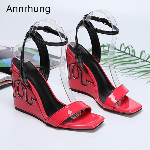 high wedges sandals women summer shoes one strap square toe open heels design flame ankle buckle1, Black
high wedges sandals women summer shoes one strap square toe open heels design flame ankle buckle1, Black