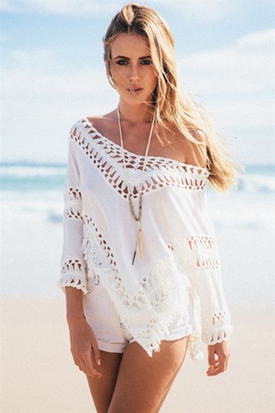 women's blouses & shirts 030805 v neck hollow out women blouse shirt summer tassel beach bikini shawl bat sleeve white c
women's blouses & shirts 030805 v neck hollow out women blouse shirt summer tassel beach bikini shawl bat sleeve white c