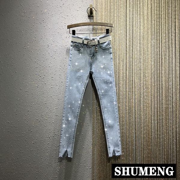 women's jeans tight for women spring autumn high waist slim rhinestones denim pants female stretch pencil, Blue
women's jeans tight for women spring autumn high waist slim rhinestones denim pants female stretch pencil, Blue