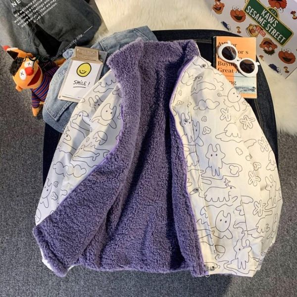 women's hoodies & sweatshirts double-sided wearable winter plush female cartoon print vintage casual zipper harajuku oversized outerwe, Black
women's hoodies & sweatshirts double-sided wearable winter plush female cartoon print vintage casual zipper harajuku oversized outerwe, Black