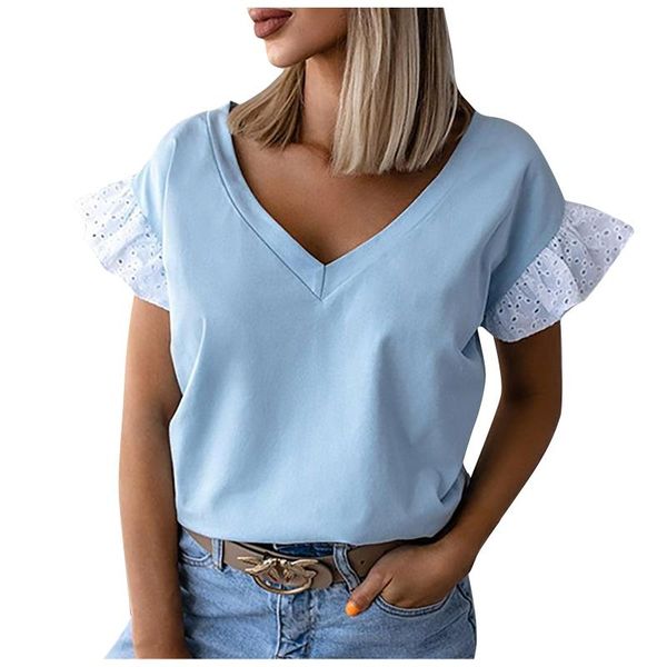 40# elegant lace t-shirt women's t shirt casual v-neck solid color short-sleeved hallow out pullover mujer camisetas, White
40# elegant lace t-shirt women's t shirt casual v-neck solid color short-sleeved hallow out pullover mujer camisetas, White