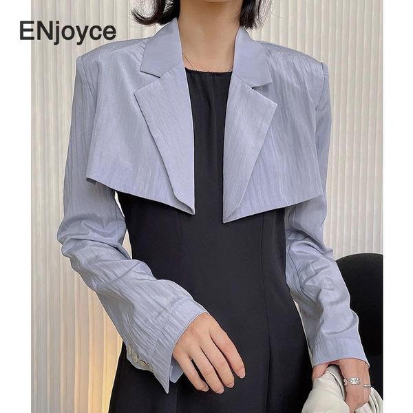 women's suits & blazers vintage gray silver glossy blazer cropped women korean style fashion office ladies long sleeve workwear suit s, White;black
women's suits & blazers vintage gray silver glossy blazer cropped women korean style fashion office ladies long sleeve workwear suit s, White;black