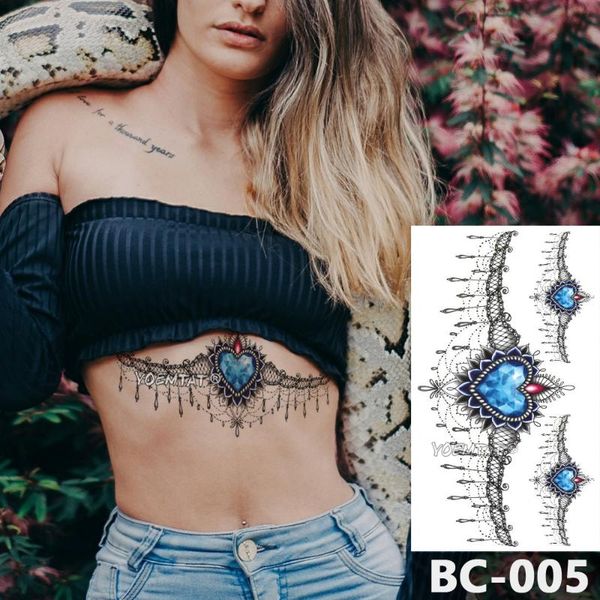 temporary tattoos 1 sheet chest body tattoo waterproof jewelry heart-shaped blue sapphire lace pattern decal waist art sticker
temporary tattoos 1 sheet chest body tattoo waterproof jewelry heart-shaped blue sapphire lace pattern decal waist art sticker