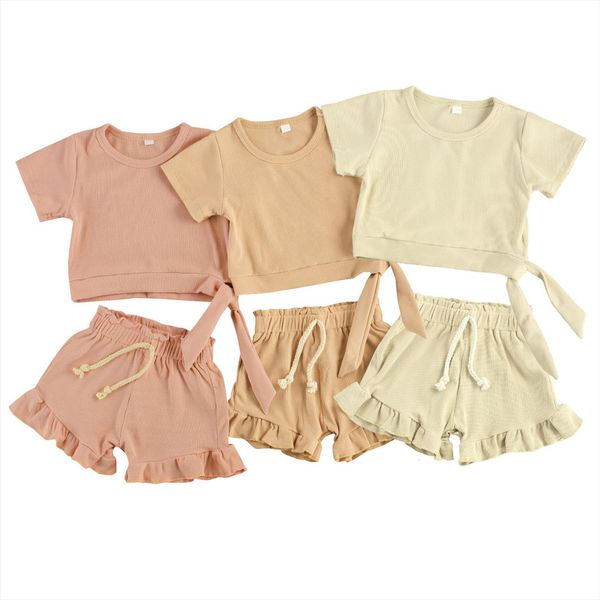 summer toddler kids girls clothes sets 2pcs solid short sleeve t shirts ruffles elastic shorts 0 3y, White
summer toddler kids girls clothes sets 2pcs solid short sleeve t shirts ruffles elastic shorts 0 3y, White