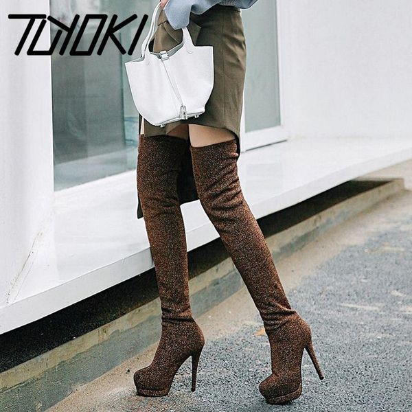 boots tuyoki thigh high women bling cloth casual stretch shoes thin heels winter warm platform footwear size 32-43, Black
boots tuyoki thigh high women bling cloth casual stretch shoes thin heels winter warm platform footwear size 32-43, Black