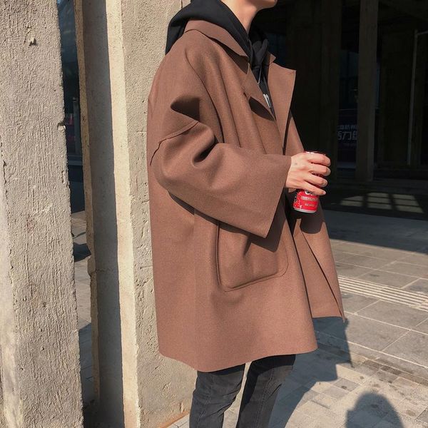 men's wool & blends autumn oversized woolen coat men fashion retro mid-length korean loose casual jacket mens overcoat m, Black
men's wool & blends autumn oversized woolen coat men fashion retro mid-length korean loose casual jacket mens overcoat m, Black