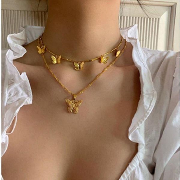 pendant necklaces bohemia classic alloy big small butterfly fashion gold double layer chain chokers necklace for women jewelry, Silver
pendant necklaces bohemia classic alloy big small butterfly fashion gold double layer chain chokers necklace for women jewelry, Silver