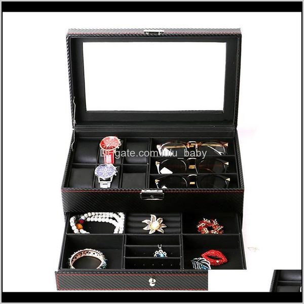 boxes & cases aessories watches watch black carbon leather double jewelry earrings holder glasses storage box for women and men drop deliver, Black;blue
boxes & cases aessories watches watch black carbon leather double jewelry earrings holder glasses storage box for women and men drop deliver, Black;blue