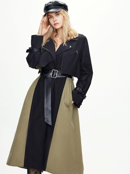 women's trench coats zipper coat women patchwork fashion belt spring autumn long sleeve lapel belted, Tan;black
women's trench coats zipper coat women patchwork fashion belt spring autumn long sleeve lapel belted, Tan;black