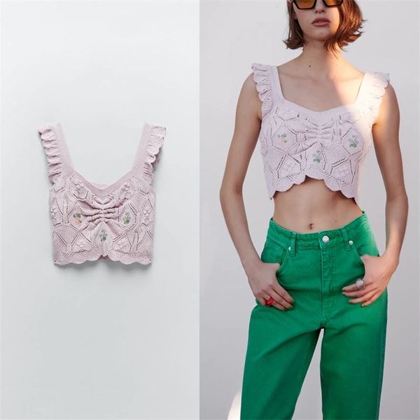 floral knit cropped tanks women sleeveless wide straps pink summer chic ruched v neck vintage knitted camis 210524, White
floral knit cropped tanks women sleeveless wide straps pink summer chic ruched v neck vintage knitted camis 210524, White
