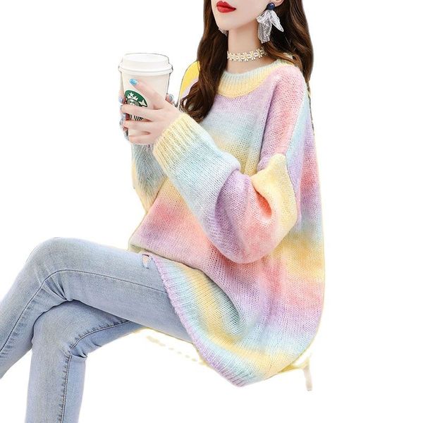 autumn winter women rainbow sweater and pullovers o-neck long loose style striped korean jumpers candy color oversized pull 2021, White;black
autumn winter women rainbow sweater and pullovers o-neck long loose style striped korean jumpers candy color oversized pull 2021, White;black