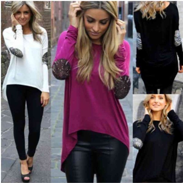 women t-shirt sale fashion ladies summer sequin casual loose long sleeve o-neck stitching color patchwork clothing 210522, White
women t-shirt sale fashion ladies summer sequin casual loose long sleeve o-neck stitching color patchwork clothing 210522, White