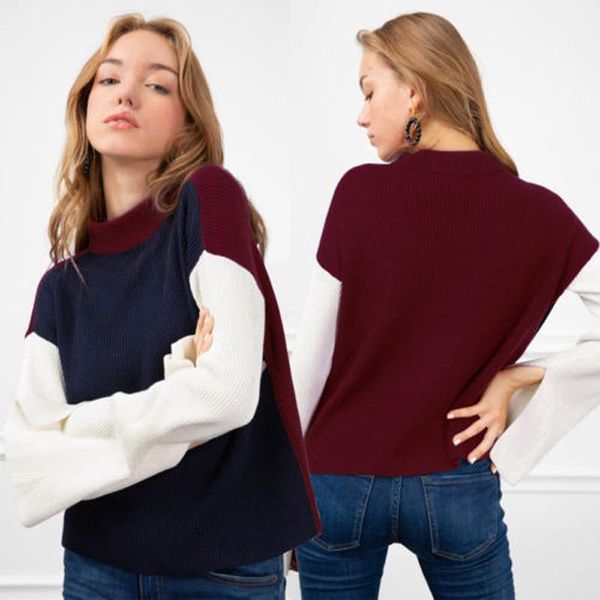 women's sweaters brand fashion women winter high neck patchwork sweater ladies knit pullover jumper blouse, White;black
women's sweaters brand fashion women winter high neck patchwork sweater ladies knit pullover jumper blouse, White;black