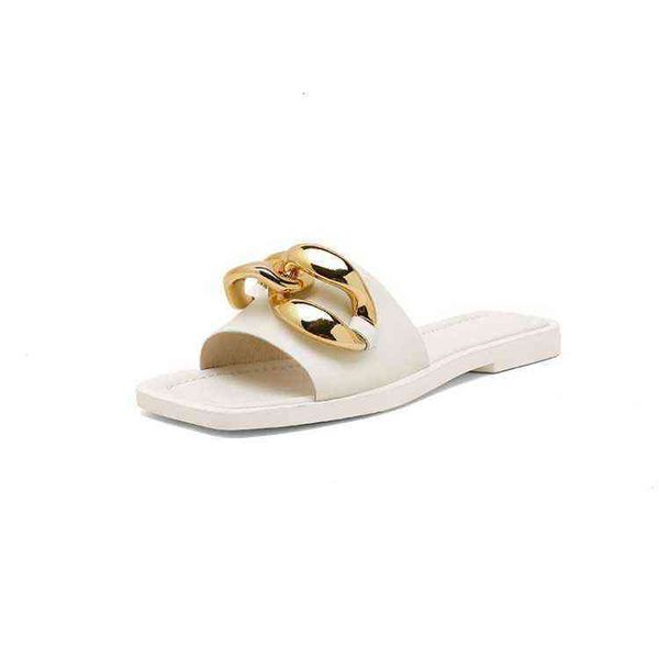 cowhide korean low heel slippers pq5-7g summer fashion talent fortune chain decorative square head exposed finger sandals, Black
cowhide korean low heel slippers pq5-7g summer fashion talent fortune chain decorative square head exposed finger sandals, Black