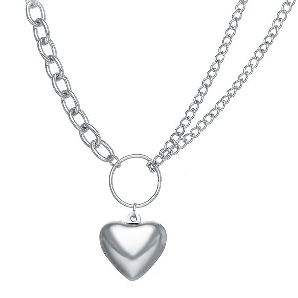 53237 ins heart clavicle chain female heart letter pendant exaggerated chain necklace, Silver
53237 ins heart clavicle chain female heart letter pendant exaggerated chain necklace, Silver