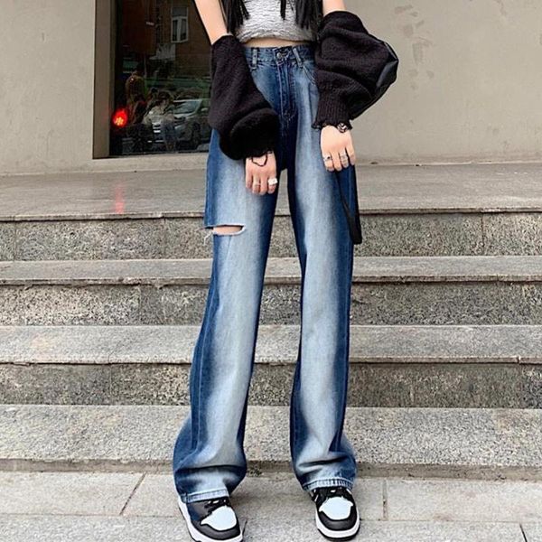 women's jeans gradient ripped women high waist full-length hole mop denim trousers 2021 streetwear vintage chic loose wide leg pants, Blue
women's jeans gradient ripped women high waist full-length hole mop denim trousers 2021 streetwear vintage chic loose wide leg pants, Blue