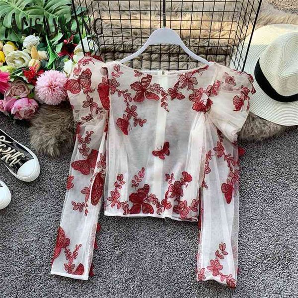 women short spring streetwear blouse fashion appliques three dimensional butterfly o-neck blousa ladies shirts 210602, White
women short spring streetwear blouse fashion appliques three dimensional butterfly o-neck blousa ladies shirts 210602, White