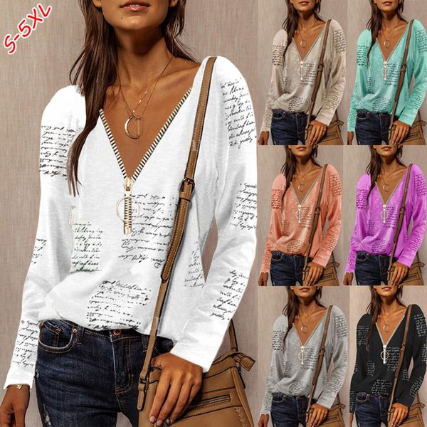 ladies loose long-sleeved t-shirt with zipper v-neck sweatshirt loose letter printing ladies bottoming shirt autumn 007, White
ladies loose long-sleeved t-shirt with zipper v-neck sweatshirt loose letter printing ladies bottoming shirt autumn 007, White