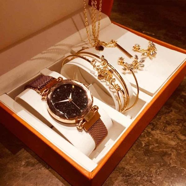 wristwatches 2021 fashion watches set women rose gold mesh magnet starry sky quartz wristwatch creative necklace bracelets earrings gift, Slivery;brown
wristwatches 2021 fashion watches set women rose gold mesh magnet starry sky quartz wristwatch creative necklace bracelets earrings gift, Slivery;brown