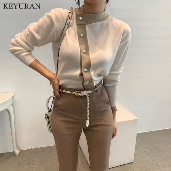 women's sweaters korean retro knitted 2021 spring autumn office lady patchwork o neck slim chic single-breasted pullovers sweater, White;black
women's sweaters korean retro knitted 2021 spring autumn office lady patchwork o neck slim chic single-breasted pullovers sweater, White;black