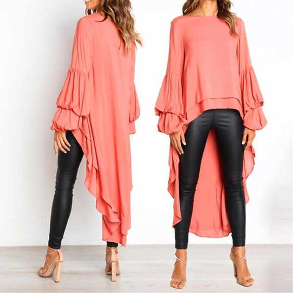 women's blouses & shirts chiffon women long sleeve asymmetrical shirt high low plus irregular size blouse blusas de mujer, White
women's blouses & shirts chiffon women long sleeve asymmetrical shirt high low plus irregular size blouse blusas de mujer, White