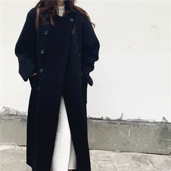 wool retro thick blends women coats double breasted winter vintage elegant loose solid female chic casual long clothe, Black
wool retro thick blends women coats double breasted winter vintage elegant loose solid female chic casual long clothe, Black
