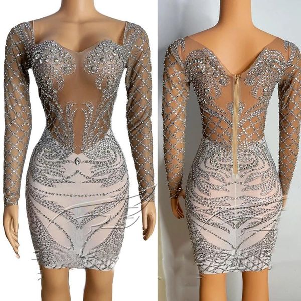 party decoration silver rhinestone transparent short dress women dancer show bar prom outfit birthday celebrate mesh
party decoration silver rhinestone transparent short dress women dancer show bar prom outfit birthday celebrate mesh