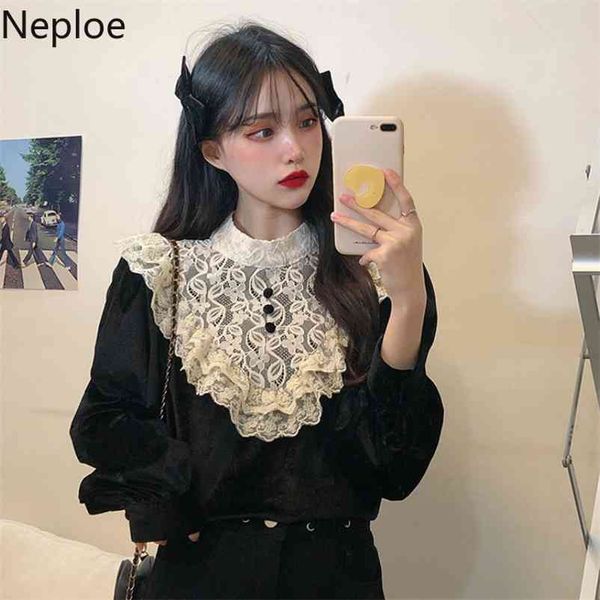 neploe blusas mujer de moda temperament stand neck lace patchwork shirts loose vintage black velvet blouses women 210401, White
neploe blusas mujer de moda temperament stand neck lace patchwork shirts loose vintage black velvet blouses women 210401, White