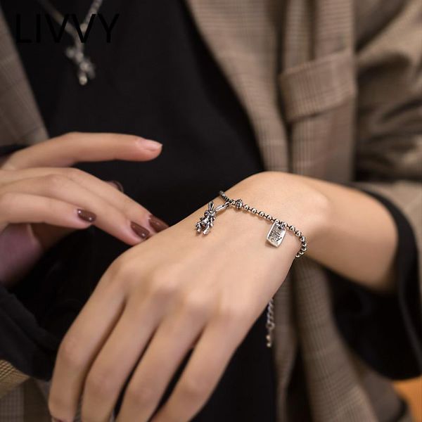 link, chain livvy creative pendant bracelet hand jewelry for women thai silver color vintage party accessorie gift, Black
link, chain livvy creative pendant bracelet hand jewelry for women thai silver color vintage party accessorie gift, Black