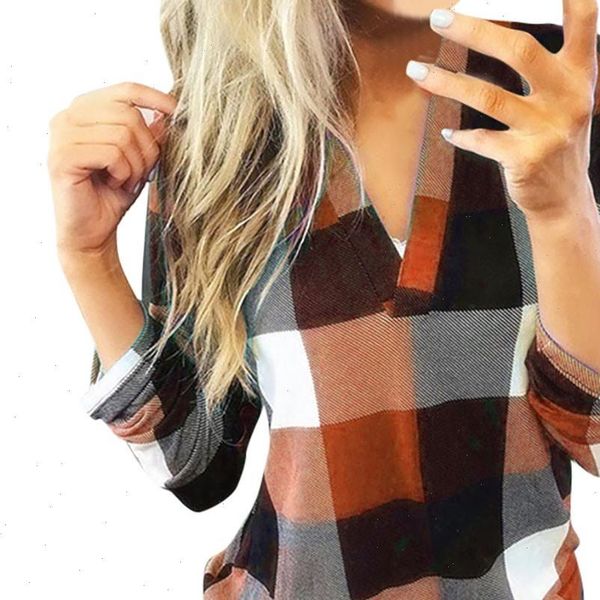 fashion casual plaid print roll womens blouses up long sleeve v neck ladies loose button lattice wear f, White
fashion casual plaid print roll womens blouses up long sleeve v neck ladies loose button lattice wear f, White