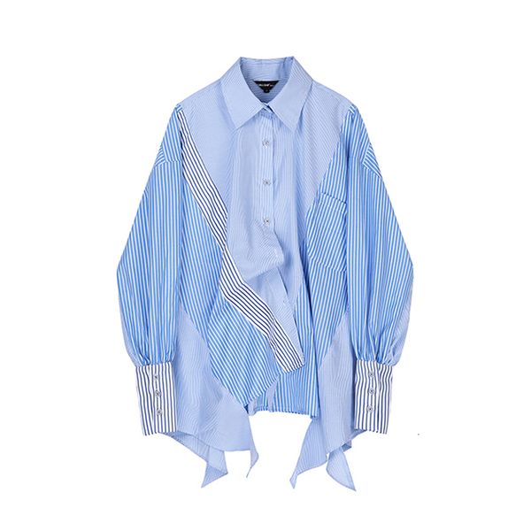 women's blouses & shirts autumn striped irregular woman long sleeve stitching loose casual pa14, White
women's blouses & shirts autumn striped irregular woman long sleeve stitching loose casual pa14, White