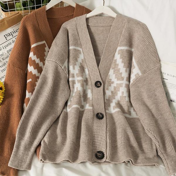 women's knits & tees vintage casual sweater women knitted sweaters cardigans woman v neck knitting single-breasted print outwear female, White
women's knits & tees vintage casual sweater women knitted sweaters cardigans woman v neck knitting single-breasted print outwear female, White