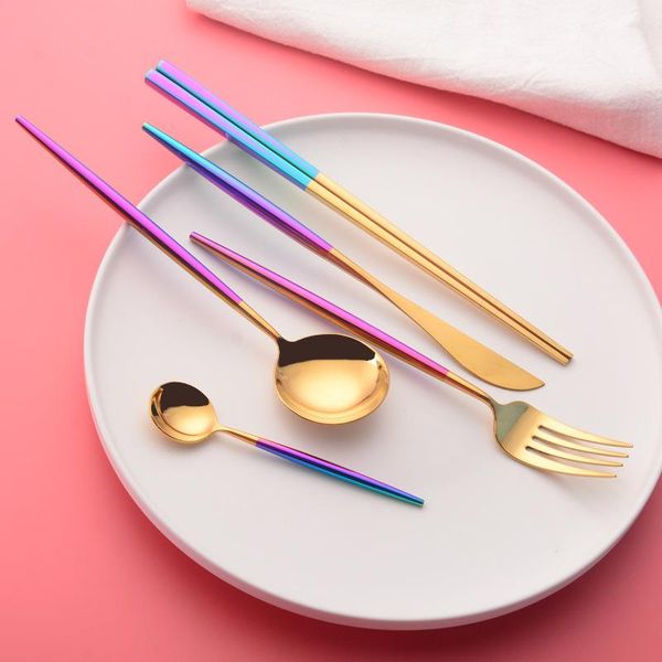 dinnerware sets colorful cutlery set stainless steel chopsticks dinner knife spoon fork teaspoon tableware christmas silverware gift party
dinnerware sets colorful cutlery set stainless steel chopsticks dinner knife spoon fork teaspoon tableware christmas silverware gift party