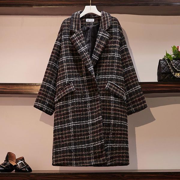 women's wool & blends l- women winter thicken plaid long coat jacket double breasted straight woolen overcoat loose cardigan outerwea, Black
women's wool & blends l- women winter thicken plaid long coat jacket double breasted straight woolen overcoat loose cardigan outerwea, Black