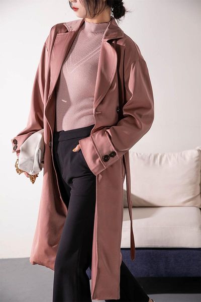 women's trench coats windbreaker lady's long coat acetate droop blazer collar double - breasted belt waist in -long women autumn, Tan;black
women's trench coats windbreaker lady's long coat acetate droop blazer collar double - breasted belt waist in -long women autumn, Tan;black