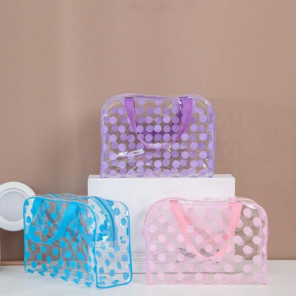 storage bags transparent pvc cosmetic bag waterproof zipper cute dot makeup for women big portable travel bathroom toiletries organizer
storage bags transparent pvc cosmetic bag waterproof zipper cute dot makeup for women big portable travel bathroom toiletries organizer