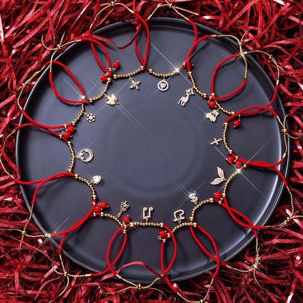 charm bracelets ethnic style red rope bracelet fashion elegant sweet note braided beaded deer snowflake fishtail can be drawn handle, Golden;silver
charm bracelets ethnic style red rope bracelet fashion elegant sweet note braided beaded deer snowflake fishtail can be drawn handle, Golden;silver