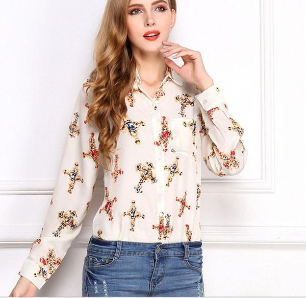 women's blouses & shirts design chiffon womens for work and casual ladies turn-down collar long sleeve blusas female, White
women's blouses & shirts design chiffon womens for work and casual ladies turn-down collar long sleeve blusas female, White
