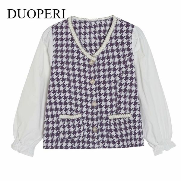 women's blouses & shirts 2021 women patchwork shirt plaid buttoned long sleeve v-neck chic lady fashion casual clothes, White
women's blouses & shirts 2021 women patchwork shirt plaid buttoned long sleeve v-neck chic lady fashion casual clothes, White