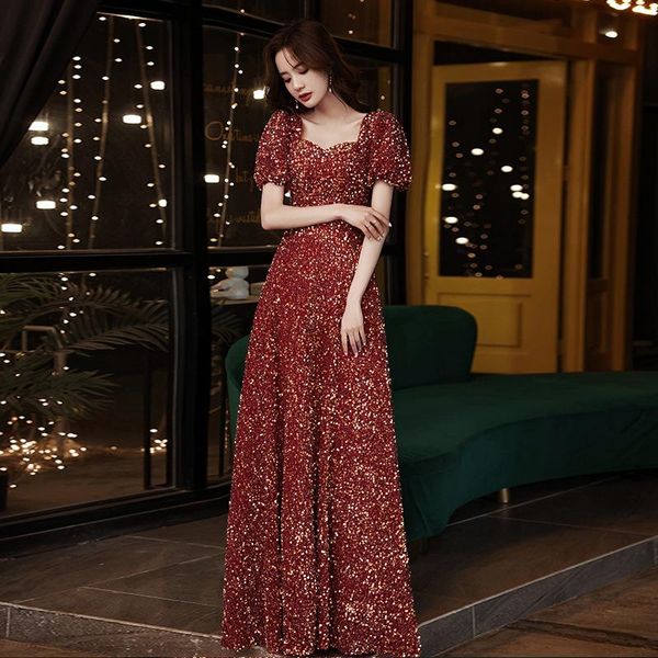 ethnic clothing bling sequins evening party dress romantic bride wedding charming celebrity banquet gown slim long stage show, Red
ethnic clothing bling sequins evening party dress romantic bride wedding charming celebrity banquet gown slim long stage show, Red