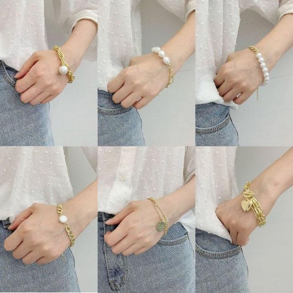 link, chain canze women vintage bohemian baroque pearl bracelet roman style hand exquisite jewelry, Black
link, chain canze women vintage bohemian baroque pearl bracelet roman style hand exquisite jewelry, Black