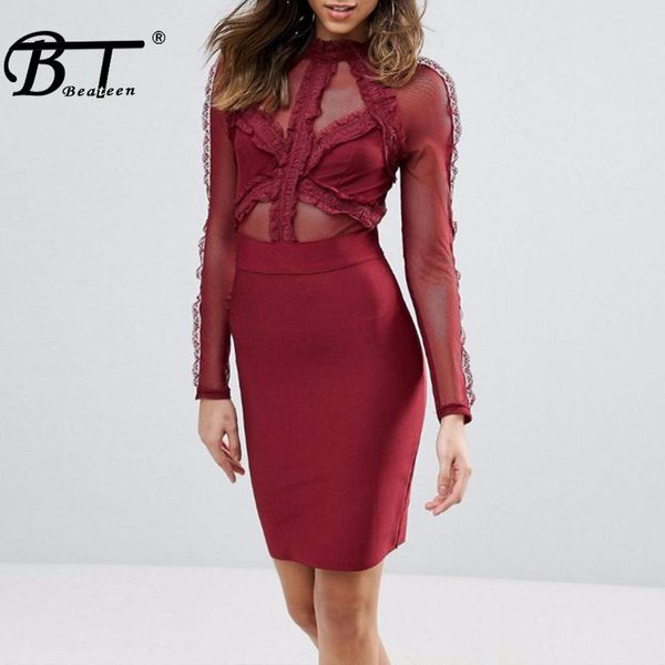 casual dresses beateen 2021 autumn winter fashion full length sleeve bandage mesh hollow out office lady bodycon knee dress, Black;gray
casual dresses beateen 2021 autumn winter fashion full length sleeve bandage mesh hollow out office lady bodycon knee dress, Black;gray