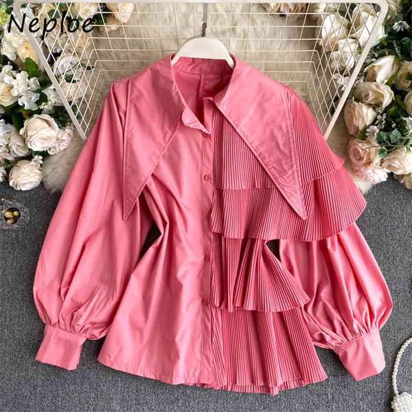pleated ruflles femme blusas autumn chic irregular shirt solid color lantern sleeve single breasted women blouses 210422, White
pleated ruflles femme blusas autumn chic irregular shirt solid color lantern sleeve single breasted women blouses 210422, White