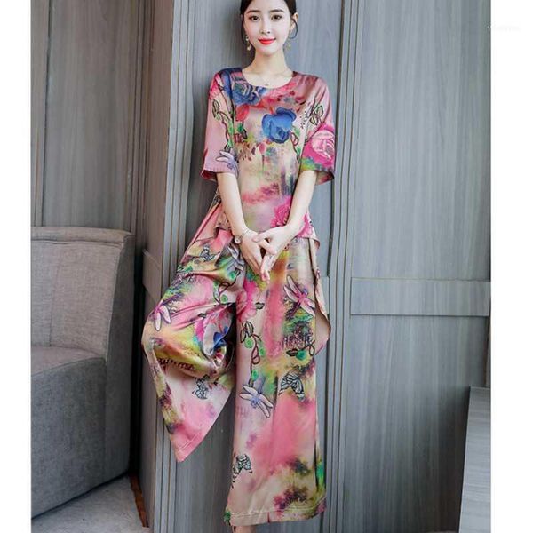 spring summer suit ladies literary print + loose nine points wide leg pants plus size two piece sets fashion women set1, Gray
spring summer suit ladies literary print + loose nine points wide leg pants plus size two piece sets fashion women set1, Gray