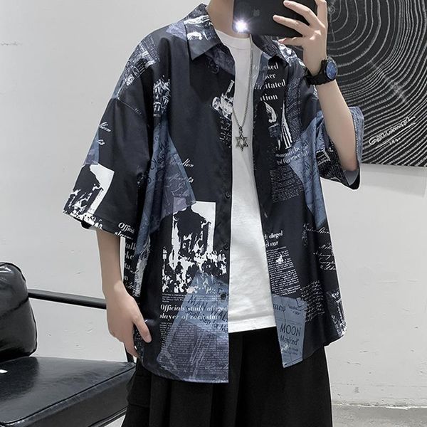 men's casual shirts linling2021 summer fashion mid-sleeve printed shirt short-sleeved hong kong wind and handsome thin jacket, White;black
men's casual shirts linling2021 summer fashion mid-sleeve printed shirt short-sleeved hong kong wind and handsome thin jacket, White;black