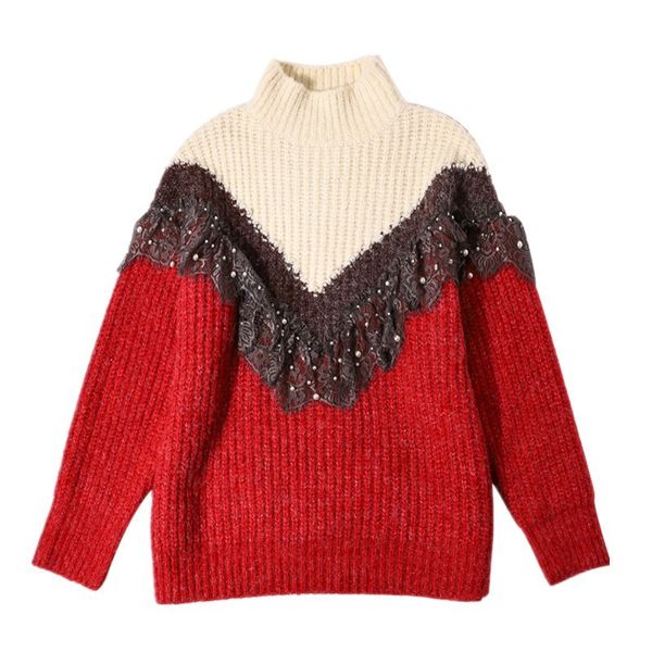 h.sa arrivals women winter pullover and casual pearl beading patchwork soft warm knit jumpers gauze sweaters 210417, White;black
h.sa arrivals women winter pullover and casual pearl beading patchwork soft warm knit jumpers gauze sweaters 210417, White;black