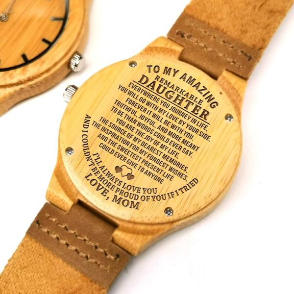 to my daughter-mom's blessing engraved wooden watch women japan automatic quartz watches girl wrist maple wood gifts wristwatches, Slivery;brown
to my daughter-mom's blessing engraved wooden watch women japan automatic quartz watches girl wrist maple wood gifts wristwatches, Slivery;brown