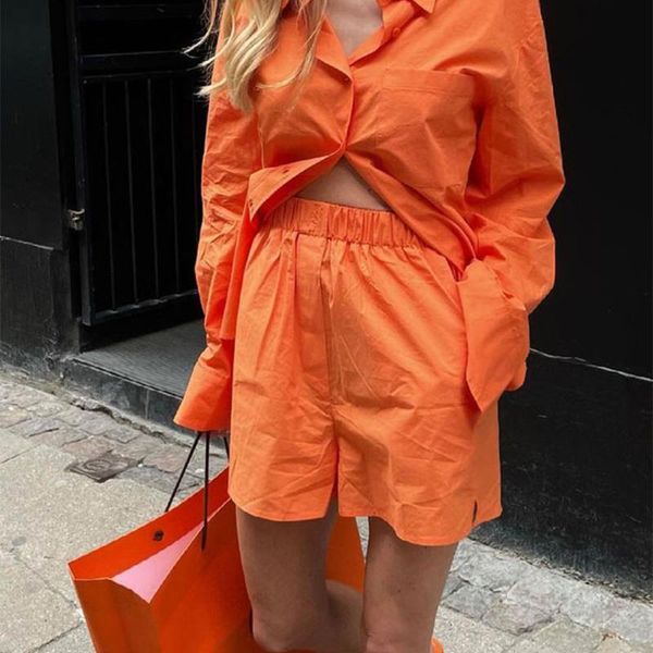 women's shorts women 2021 chic fashion orange side pockets basic vintage high elastic waist split fork female short pants, White;black
women's shorts women 2021 chic fashion orange side pockets basic vintage high elastic waist split fork female short pants, White;black