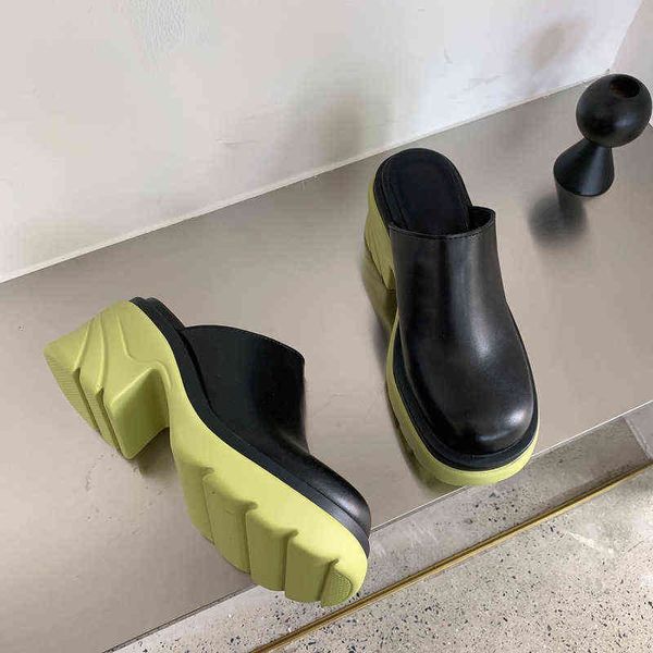 green thicken soles modern slippers women mules summer beach shoes woman sandalias cover teen chunky high heels slides mujer 2022, Black
green thicken soles modern slippers women mules summer beach shoes woman sandalias cover teen chunky high heels slides mujer 2022, Black